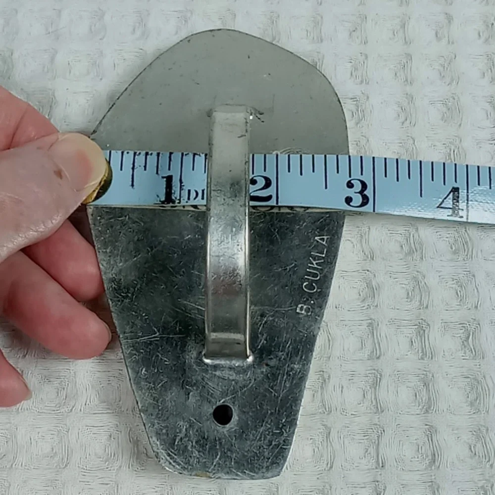 Vintage B.Cukla AARFAC Folk Art Tin Cookie Cutter Hand With Heart Inside